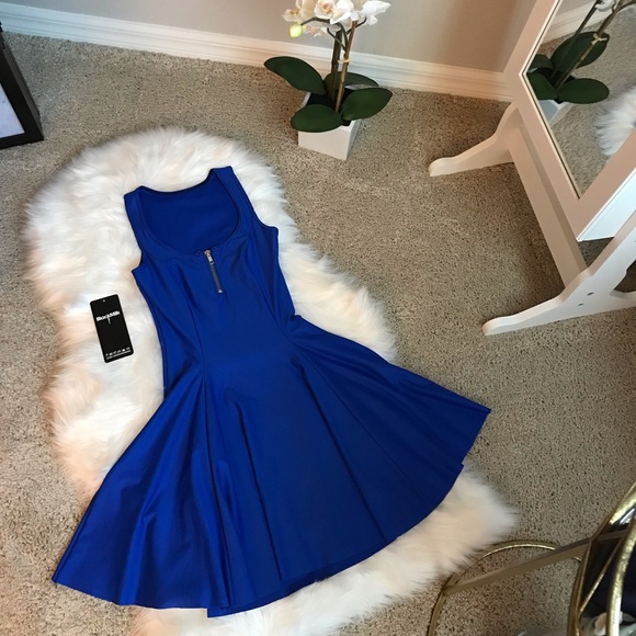 Blackmilk Dresses & Skirts - BLACK MILK MATTE BLUE EVIL ZIP DRESS SIZE S NWOT